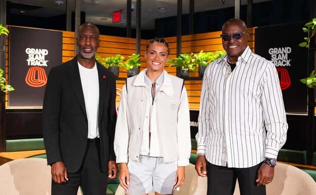 Presentación de GST con Michael Jonhson, Sydney McLaughlin y Carl Lewis. GST